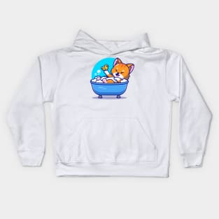 Cute Cat Bath In The Bath Tub With Duck Toys Cartoon Kids Hoodie